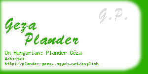 geza plander business card