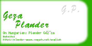 geza plander business card